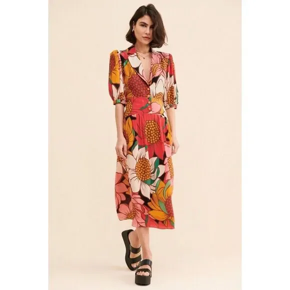 knee length dresses for ladies Vintage Style Midi Dress Sunflower Floral – ModCloth